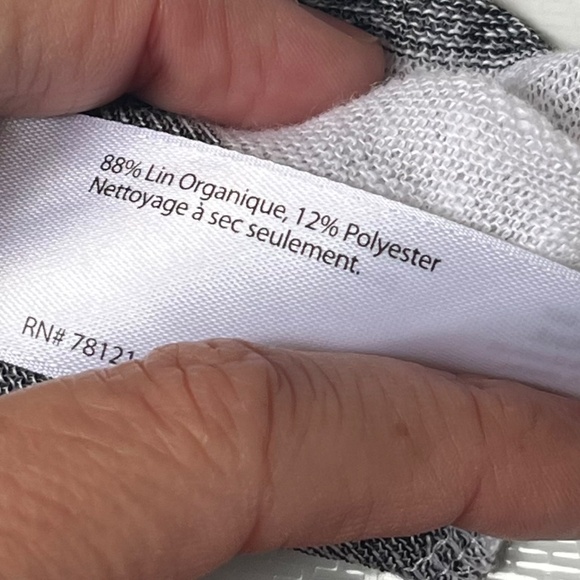 Eileen Fisher Linen Tank Top, Grey / White Stripes, Small - Picture 7 of 9